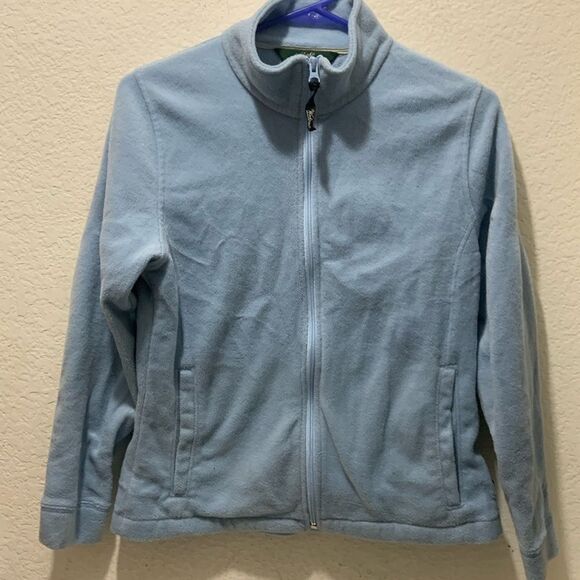 Woolrich Full Zip light Blue Fleece with Pockets - Size M Petite - Picture 1 of 9